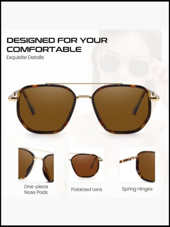 2 Pack Tangle Free Aviator Sunglasses Square Frame Polarized UV Protection main image 4
